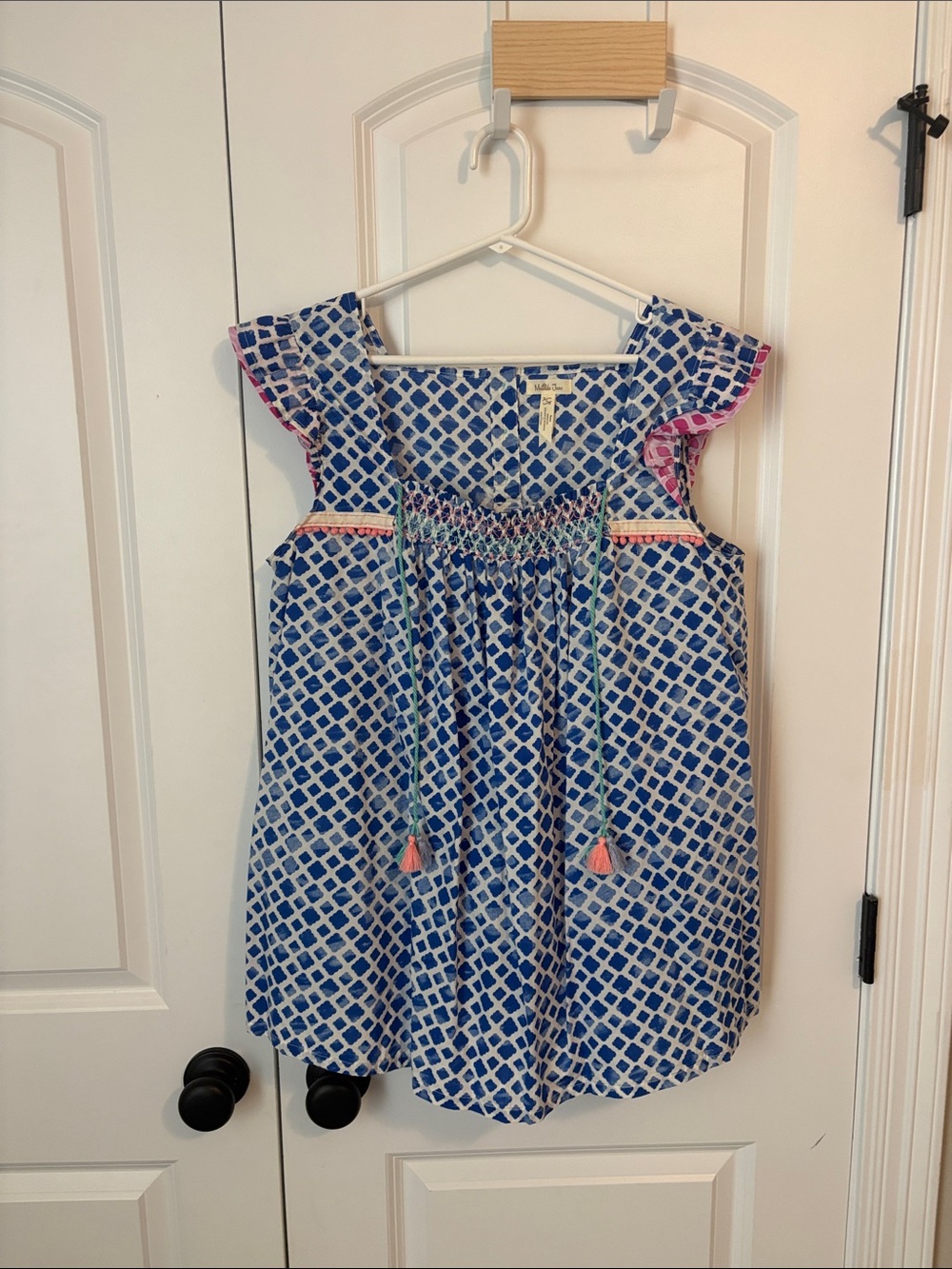 Matilda Jane Blue and Pink Patterned Top with Tassel Ties